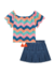 CONJ KUKIÊ BOXY COM ELÁSTICO E SAIA JEANS (10422) - Happy Store Moda Infantil