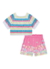 CONJ KUKIÊ CROPPED EM TRICOT E SHORTS ESTAMPADO (10436) - Happy Store Moda Infantil