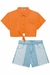 CONJ. LILIMOON CM SOCIAL/SHORT JEANS (12163) - Happy Store Moda Infantil