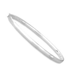 Bracelete de Prata Oval 4mm com Fecho Trava