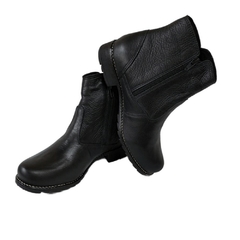 BOTA FEMININA EM COURO, CANO BAIXO, COR PRETO, COM ZÍPER - comprar online