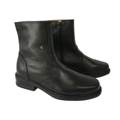 BOTA MASCULINA EM COURO, COR PRETO, FORRO DE COURO