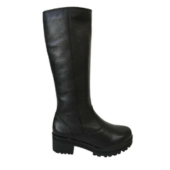 BOTA FEMININA EM COURO, COR PRETO, COM LÂ CANO ALTO SALTO 4,5CM - comprar online