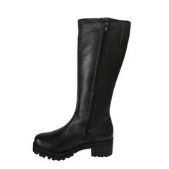 BOTA FEMININA EM COURO, COR PRETO, COM LÂ CANO ALTO SALTO 4,5CM na internet