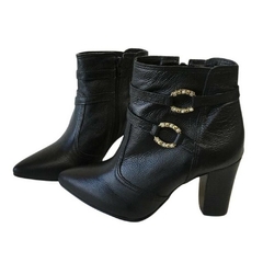 BOTA SOCIAL FEMININA EM COURO, COR PRETO, SALTO GROSSO - comprar online