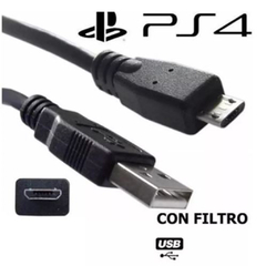 Cable Carga Joystick Ps4 Con Filtro Usb Control Celular