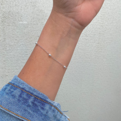 Pulseira Bolinhas Corrente Elo - Prata 925