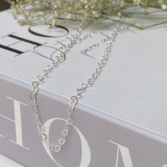 Chocker Elos Corações 40cm - Prata 925 - comprar online