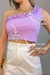 Cropped Feminino Canelado Nula Manga Babado - comprar online