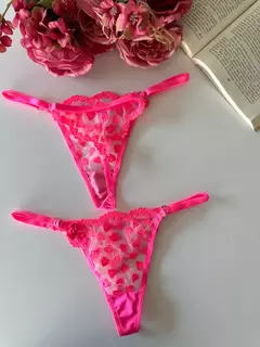 Calcinha para Personalizar Tule Coração - Pink Neon