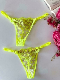 Calcinha para Personalizar Tule Coração - amarelo neon