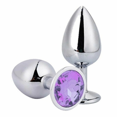 Plug Anal de Aço com Cristal Rendondo- LILAS