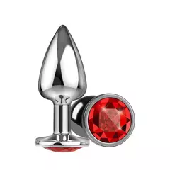 Plug Anal de Aço com Cristal Rendondo- vermelho