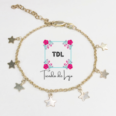 Pulsera Tobillera Dijes Estrella Regulable Plata