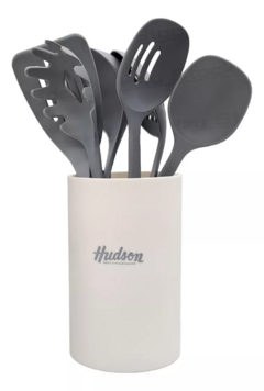 Set X6 Utensilios Nylon + Vaso Contenedor Cocina Hudson