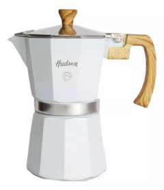 Cafetera Italiana Blanca Hudson Induccion 9 Tazas Color Blanco