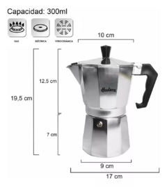 Cafetera Hudson Moka 6 Tazas Manual Italiana Plateada Color Plateado - comprar online