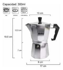 Cafetera Hudson Moka 9 Tazas Manual Italiana Plateada Color Plateado (copia) - comprar online