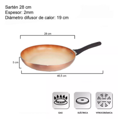 Sarten Antiadherente Ceramica Hudson 26 Cm Mango Siliconado Color Cobre en internet