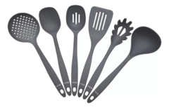 Set X6 Utensilios Nylon + Vaso Contenedor Cocina Hudson - bazarlaeconomia