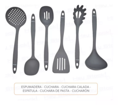 Set X6 Utensilios Nylon + Vaso Contenedor Cocina Hudson - tienda online