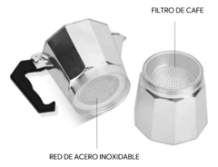 Imagen de Cafetera Hudson Moka 6 Tazas Manual Italiana Plateada Color Plateado