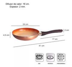 Sarten Ceramica Hudson Antiadherente Aluminio 24cm Color Cobre - tienda online