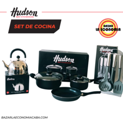 Set De Ollas Con Pava 1,5 L Hudson Teflón Antiadherente + setx6 Utensilios hudson