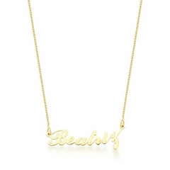 COLAR FEMININO NOME CURTO OURO 18K