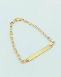 PULSEIRA INFANTIL PLAQUINHA CARTIER CURTO OURO 18K