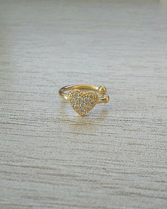 Piercing fake coração cravejado banho de ouro 18k