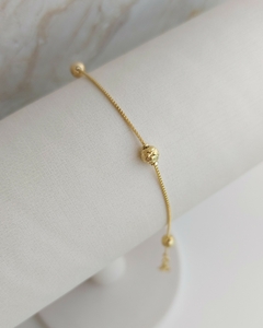 Pulseira bolinhas texturizadas banho de ouro 18k