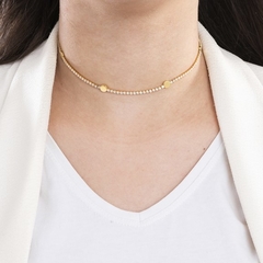 Colar choker riviera cristal com plaquinhas redondas - comprar online