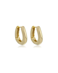 Brinco argola oval articulada lisa 18mm banho ouro 18k