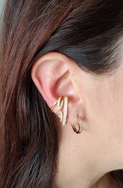 Piercing fake assimétrico cravejado banho ouro 18k - comprar online