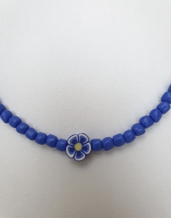 Colar Feminino Azul com Flor - comprar online