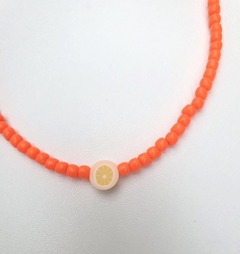 Colar Feminino Laranja com Flor - comprar online