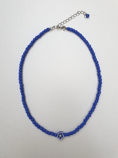 Colar Feminino Azul com Flor