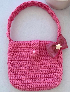 Bolsa com Laço Pink em Crochê