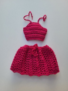 Conjunto Blusa e Saia Rosa para Boneca Barbie