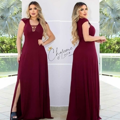 Vestido Feminino Longo Com Bojo e Fenda - Charme & Luxo