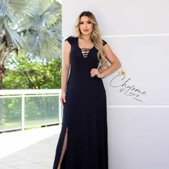 Vestido Feminino Longo Com Bojo e Fenda - loja online