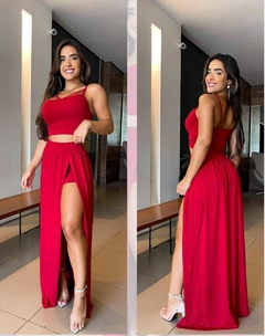 Conjunto Feminino De Saia Longa e Cropped Camila na internet