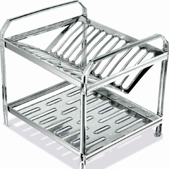 Escorredor Louça Aço Inox 12 Pratos Com Porta Talheres Inox na internet