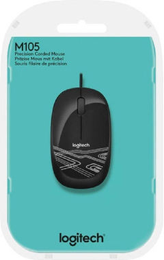 Imagem do Mouse Optico Usb Logitech M105 Preto / Branco Com Fio