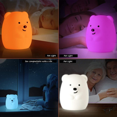 Luminária Abajur Led Infantil Urso Sem Fio Pet Light