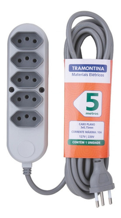 Extensao Tramontina 5 Tomadas 2p+t 10a/250v 5 Metros De Cabo - comprar online