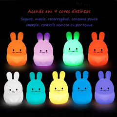 Luminária E Abajur Led Infantil Coelho Pet Light Led 9 Cores