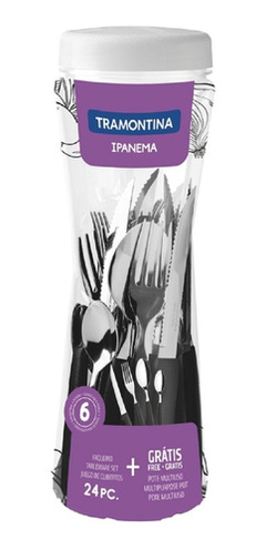 Conjunto Faqueiro Inox 24 Peças Ipanema Tramontina Cab Preto - comprar online