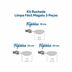 Kit Frigideiras Rochedo Limpa Fácil 18cm 22cm 24cm 3 Peças - Supryshop 